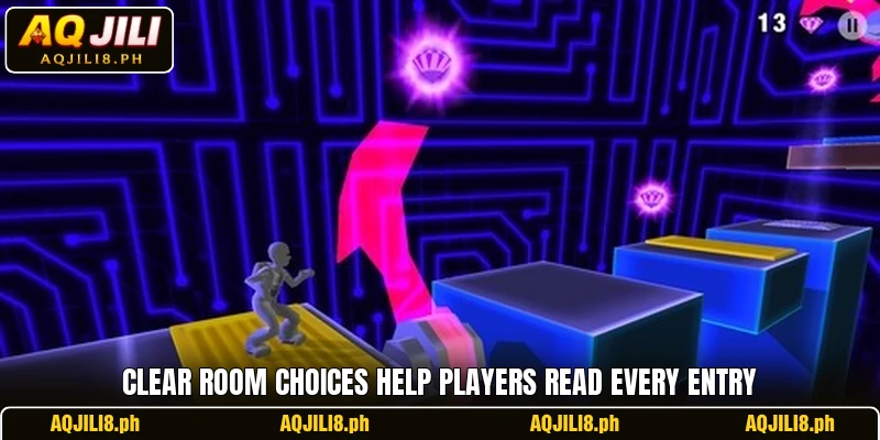 Clear room choices help players read every entry