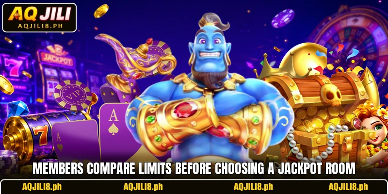 Members compare limits before choosing a jackpot room